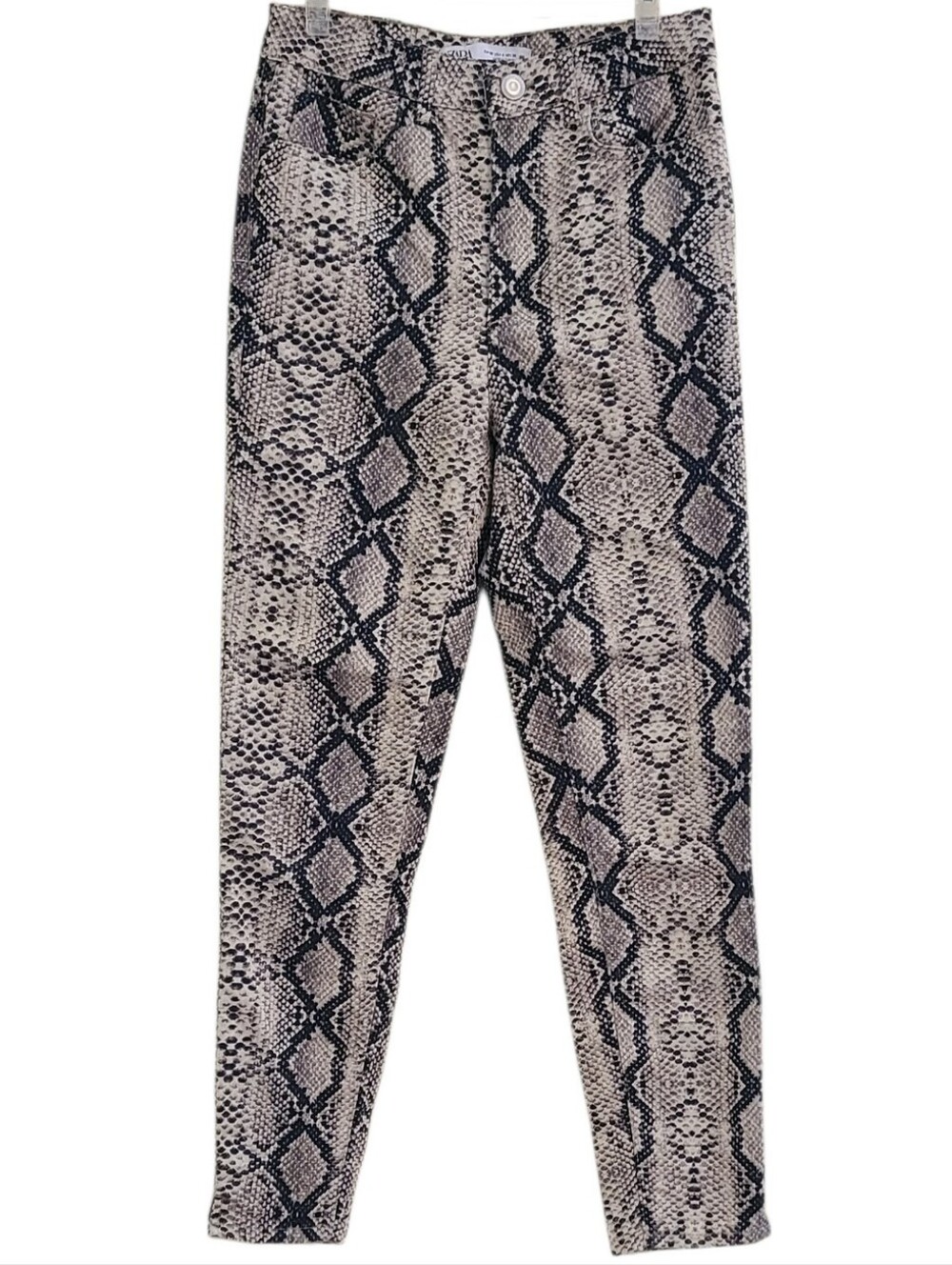 Zara Snake Print Ankle Pants Size 4 Cotton Stretch
